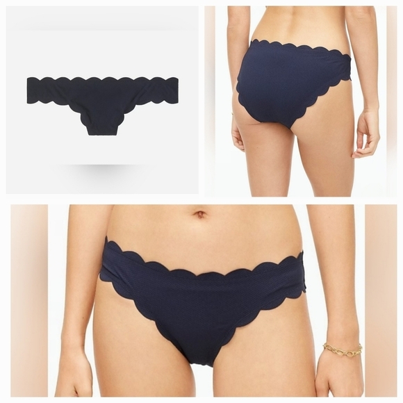 J. Crew Scallop Piqué Surf Hipster Bikini Bottom - Picture 6 of 6